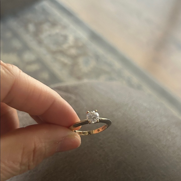 Jewelry - Gold Tone Ring with Diamond Accent Size 9